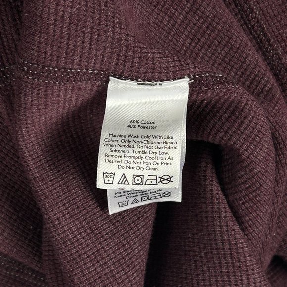 Eddie Bauer Shirt Mens TXL Burgundy Henley Tall Long Sleeve Thermal Waffle Knit - Picture 14 of 14